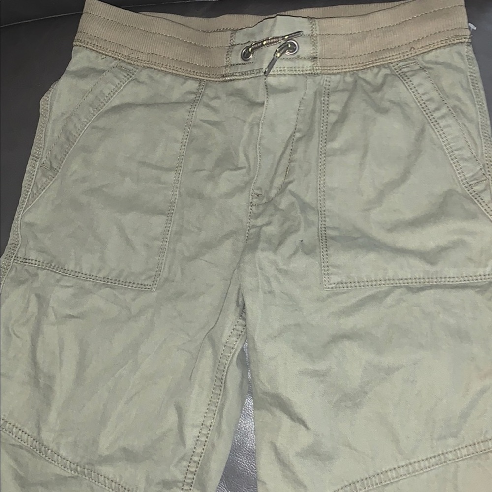 Army green pull on shorts